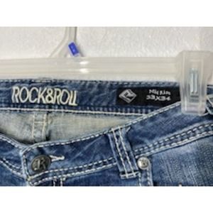 Rock & Roll Cowgirl Jeans 33X34 Blue Denim Bootcut Mid Rise Stretch Western